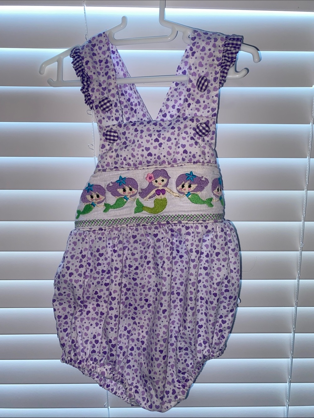 Purple Smocked Mermaid One-Piece for Kids